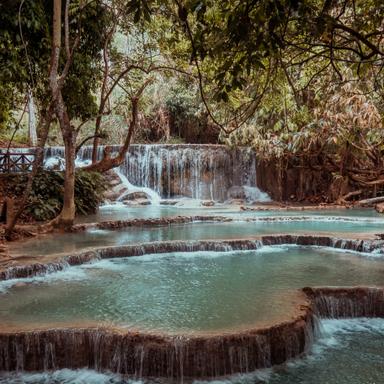 water falling into tiers of pools